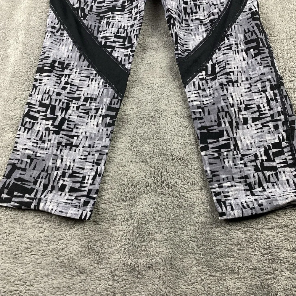 Lou & Grey Leggings Womens Small Geometric‎ Black Gray Workout Crop Stretch Mesh